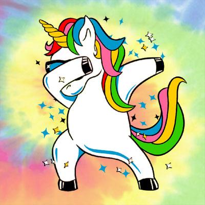 Sparkle Unicorn Heat Transfer on Tie Die Apparel
