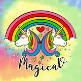Magical Unicorn Heat Transfer on Tie Die Apparel