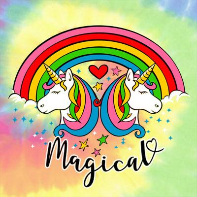 Magical Unicorn Heat Transfer on Tie Die Apparel