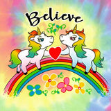 Believe Unicorn Heat Transfer on Tie Die Apparel