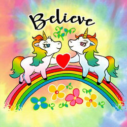 Believe Unicorn Heat Transfer on Tie Die Apparel