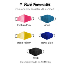 Summer Face Masks, 4-Pack | Comfortable, Washable, & Reversible